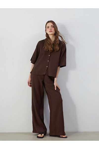 LC Waikiki Elastic Waist Textured Women's Trousers