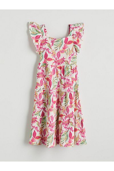 LC Waikiki New Season Square Neck Floral Girl's Dress - S5Gb59Z4