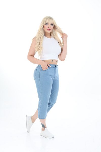 EYLÜL BUTİK Women's Elastic Waist Capri
