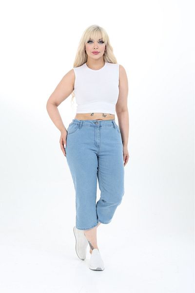EYLÜL BUTİK Women's Elastic Waist Capri