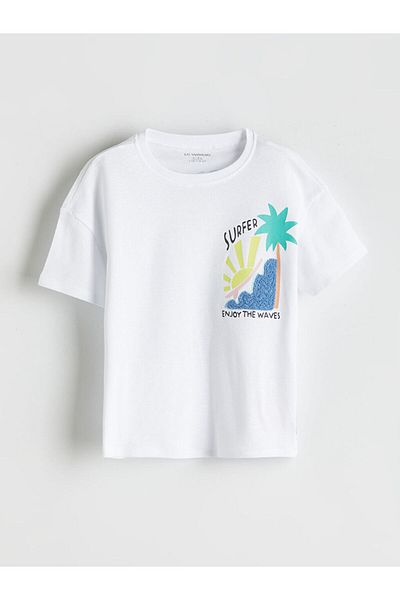 LC Waikiki Νέα σεζόν Crew Neck Printed Boy's Tisort - S5EG92Z1