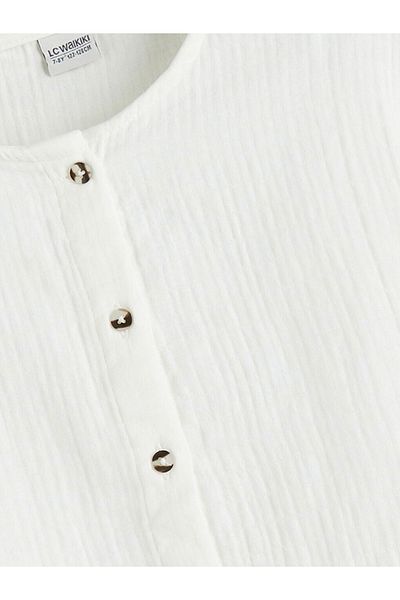 LC Waikiki New Season Crew Neck Muslin Girls Crop Shirt - S5L177Z4