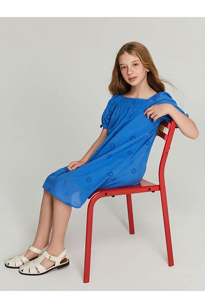 LC Waikiki New Season Square Collar Scallop Detailed Girl's Dress - S59536Z4