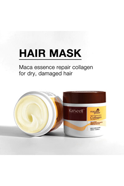 KARSEELL İTALY قناع الشعر بالكولاجين لإصلاح الشعر الجاف والتالف من ماكا إيسينس - 100 مل الاصلي