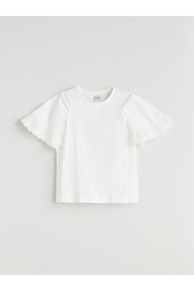 LC Waikiki New Season Crew Neck Fisto Detailed Girls' T-Shirt - S5Fd55Z4