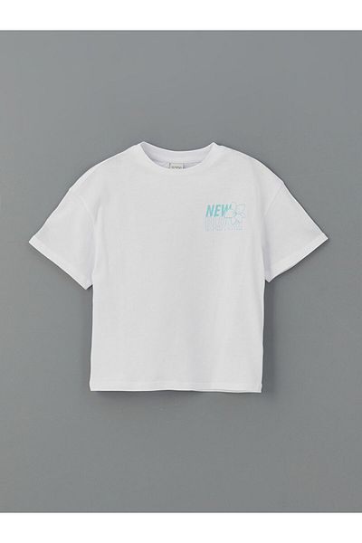 LC Waikiki Tricou pentru fete cu imprimeu cu gâtul rotund sezon nou - S5G925Z4