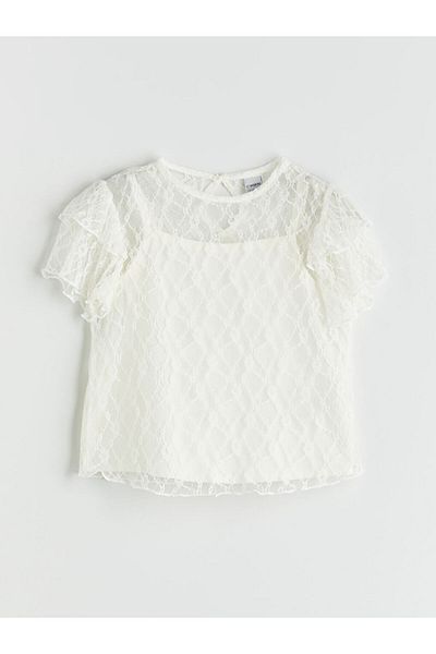 LC Waikiki New Season Crew Neck Lace Λεπτομερής Παιδική Μπλούζα για Κορίτσια - S5M163Z4