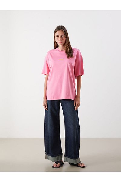LC Waikiki Νέα σεζόν Crew Neck Paris Printed Oversize Γυναικείο Tisort - S5PM55Z8