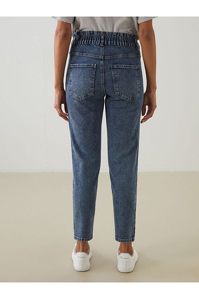 LC Waikiki Pantaloni de damă din denim slim Mom cu talie elastică de sezon nou - S5OA28Z8