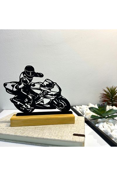 OEM "Perfect Curve" decoration with natural wood base, 13 cm, black, 3D printed