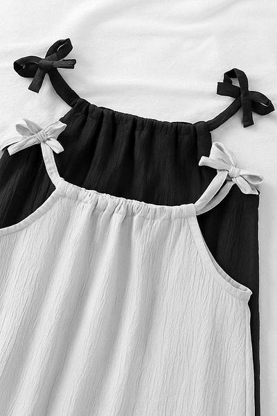 npLStore Children's 2-Piece Relaxed Fit Ruffled Rope Strap Woven Fabric Dress