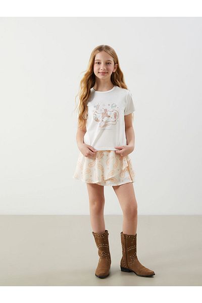 LC Waikiki Girl's Shorts Skirt with Elastic Waist