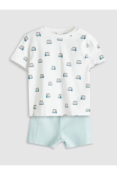 LC Waikiki New Season Crew Neck Printed Baby Boy T-Shirt and Shorts Set of 2 - S5G591Z1
