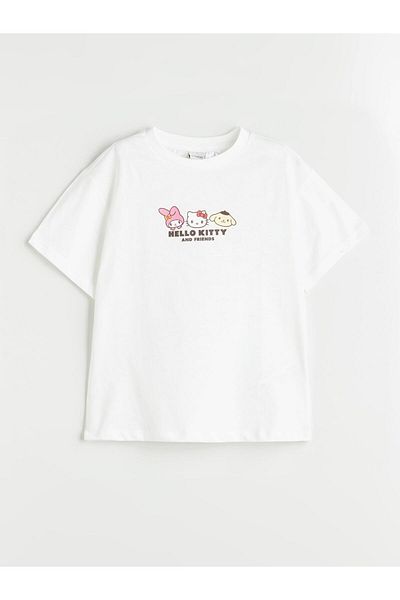 LC Waikiki New Season Crew Neck Hello Kitty Printed Girls' T-Shirt - S5Ps97Z4