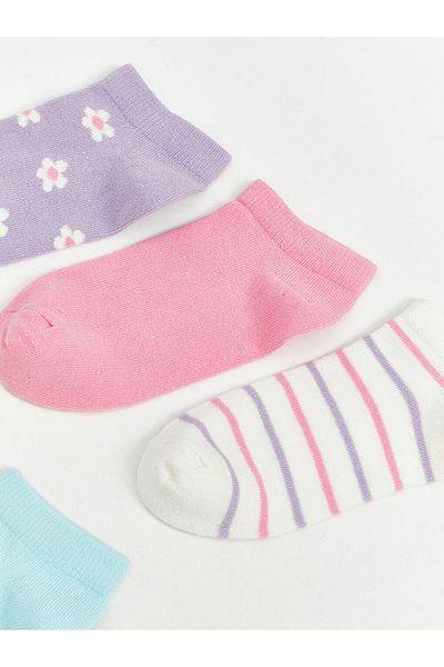 LC Waikiki Lilac Floral Girl's Booties Socks 5-Piece