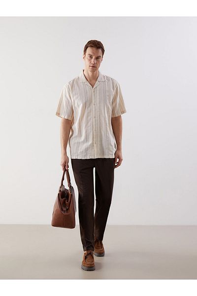 LC Waikiki Ανδρικό πουκάμισο με ριγέ με κοντό μανίκι New Season Regular Fit - S5N844Z8