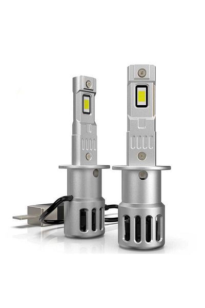 AUTOREY Set de 2 becuri LED H3, 55W, Canbus PRO AutoREY® lumină albă rece, 25.000 lumeni, ventilator inclus