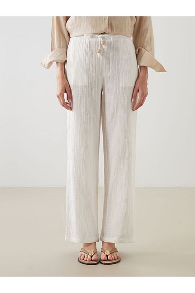LC Waikiki New Season Women's Textured Trousers with Elastic Waist - S5Oo62Z8