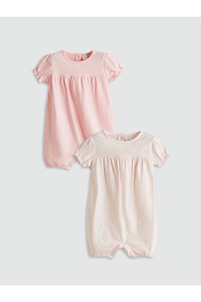 LC Waikiki New Season Crew Neck Baby Girl Combed Cotton Jumpsuit 2-Piece - S5Et54Z1