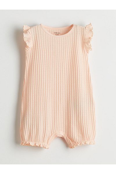 LC Waikiki Pink Textured Baby Girl Combed Cotton Jumpsuit 2-Pack
