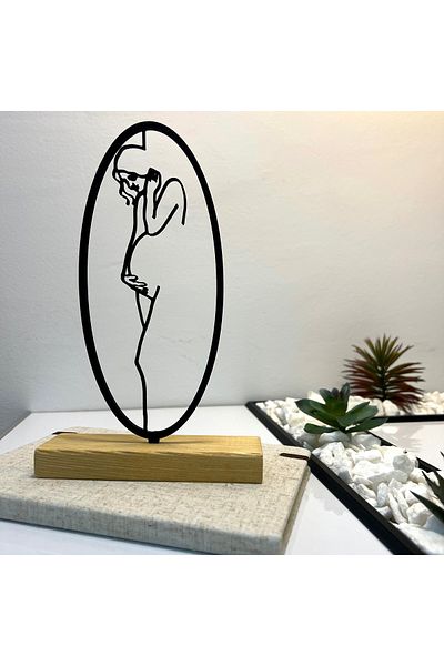 OEM "Miracle of Life" decoration with natural wood base, 22 cm, black, 3D printed
