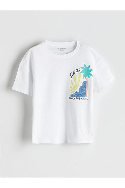 LC Waikiki Νέα σεζόν Crew Neck Printed Boy's Tisort - S5EG92Z1