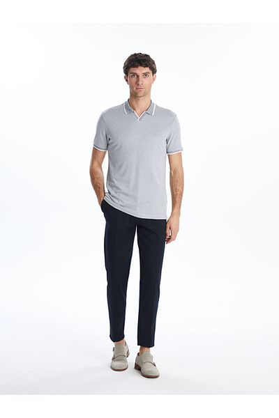 LC Waikiki Blue Polo Neck Mercerized Look Men's T-Shirt