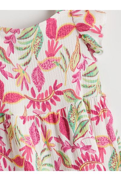 LC Waikiki New Season Square Neck Floral Girl's Dress - S5Gb59Z4