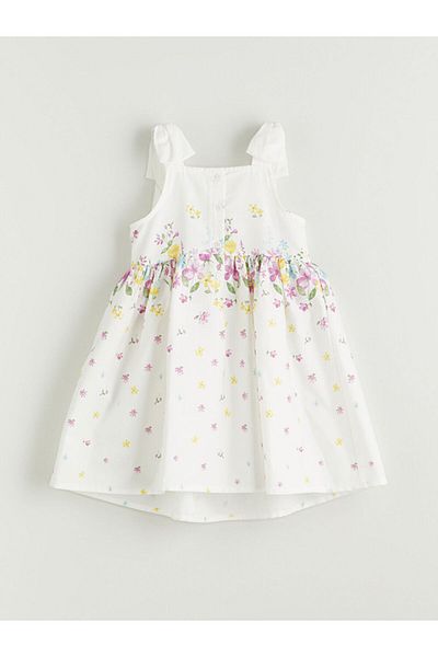 LC Waikiki Rochie pentru fetiță din satin floral cu guler pătrat sezon nou - S5GH10Z1