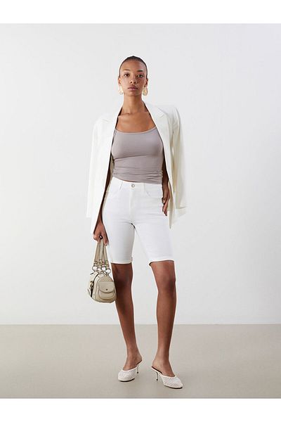 LC Waikiki Jeans White Bermuda Fit Women's Jean Shorts