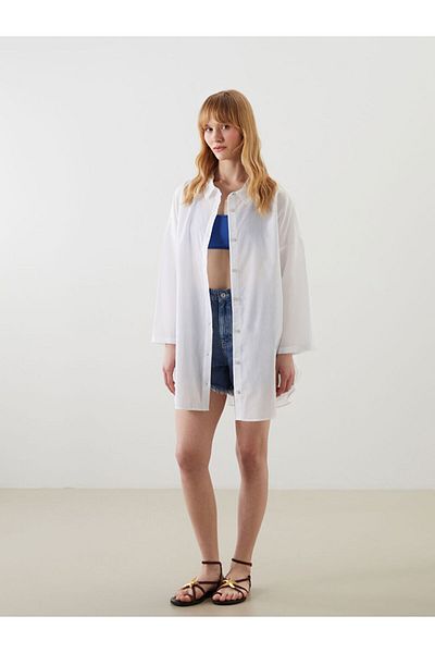 LC Waikiki Rochie de plajă pentru femei cu guler cămașă de sezon nou - S5BR56Z8