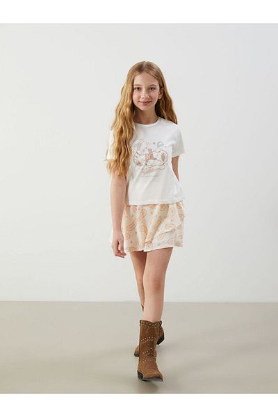 LC Waikiki Girl's Shorts Skirt with Elastic Waist