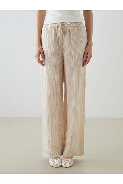 LC Waikiki New Season Elastic Waist Striped Muslin Women's Trousers - S5Oo60Z8