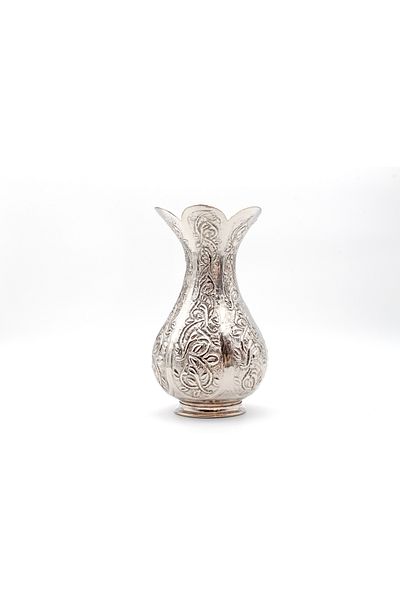 ANTEPSEPETİ Copper Silver Plated Engraved Vase