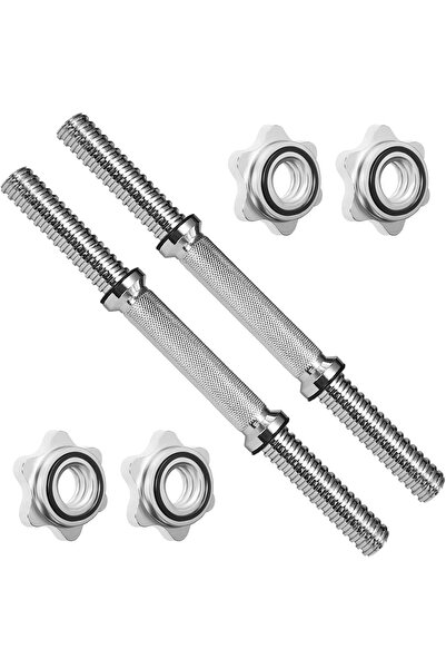 MultiFlexPro 36cm İkili Kısa Krom Halter Barı Dambıl Sapı Fitness Egzersiz Aleti Dumbell Bar 2x36 cm