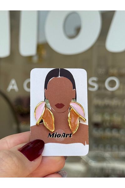 MioArt Modern Design Leaf Look Enamel Earrings