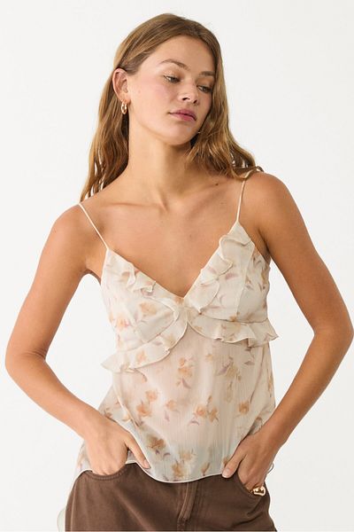 Stradivarius Flowing printed top with ruffles