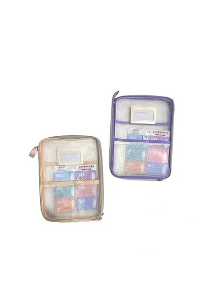 Odak A4-273 Double Zippered Pvc Mesh A4 Bag with Card Compartment (Mesh File) - Single
