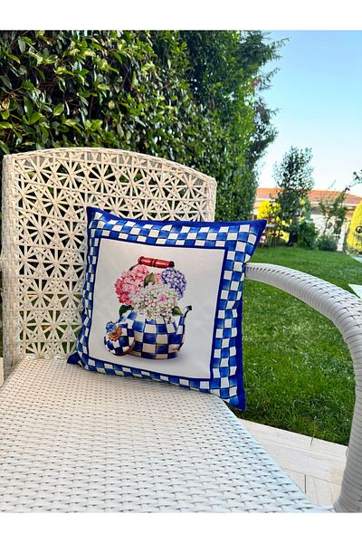 Merve Kaymakcı Blue Checkered Pattern Compatible Kirlent Case