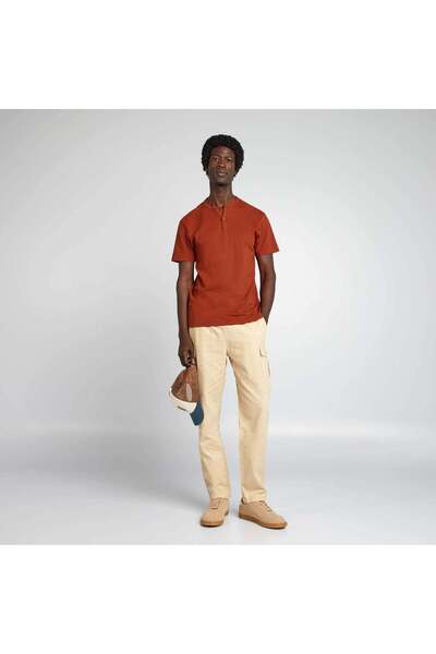 KIABI Plain T-shirt with grandad neckline brown