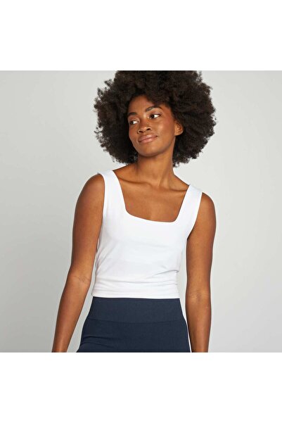 KIABI Stretch T-shirt with square neckline WHITE