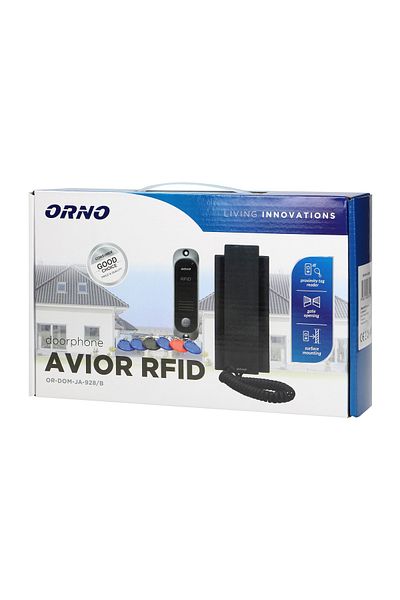 Orno Intercom for one family AVIOR ORNO OR-DOM-JA-928/B, opening with proximity tags, gate control