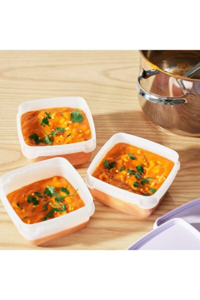 Orthex Set of 4 casseroles with lids, food storage, Freez SmartStore, 0.75L, microwave and freezer safe