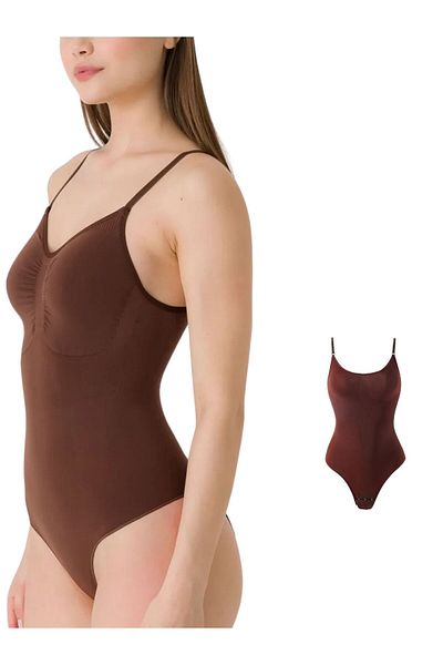 MİSTİRİK Mamey Model Hooked Bodysuit Zone Effective Firming Corset Brown Color15