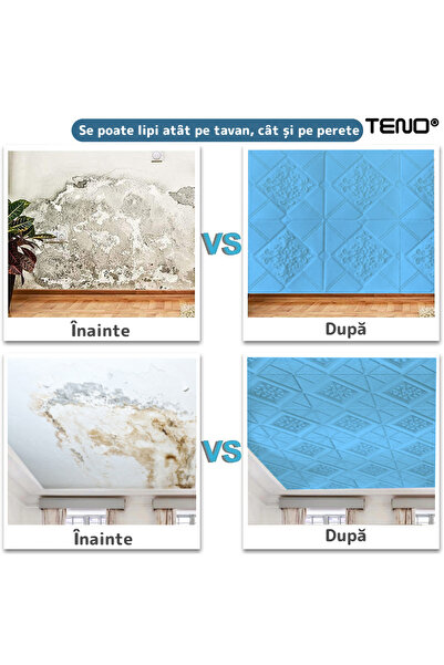 Teno Set 70x Tapet 3D Teno®, suprafata acoperire 34.3 mp, autoadeziv, 70x70 cm, albastru