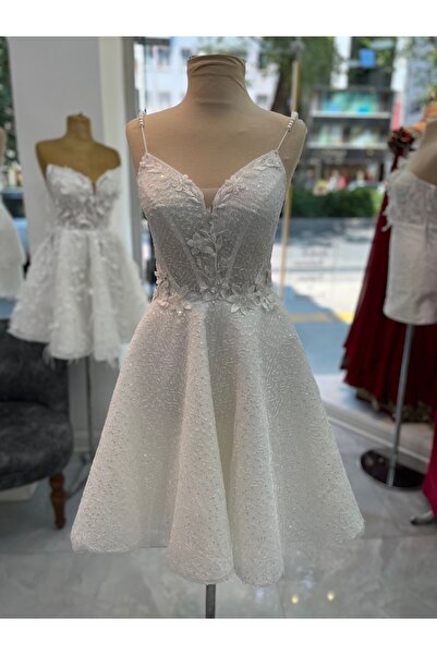 ABAD.HANDMADE Inci Askı Çan Kesim Mini After Party Gelinlik sadece 24 saatlik...