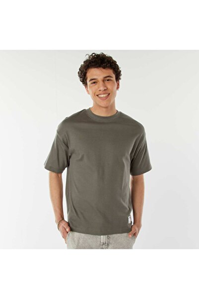 KIABI تي شيرت قطني برقبة دائرية باللون الأخضر