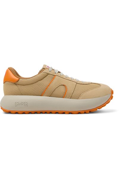 CAMPER Women's Beige-Orange Color Block Soft Sole Sneakers with Laces PelotasAthens