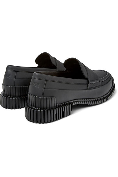 CAMPER Women's Black Genuine Leather Chunky Heel Flats with Hook and Loop Strap, Stylish Pix