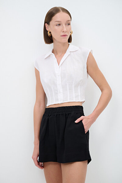 adL Beli Lastikli Nakışlı Şort